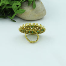 Green Color Mehandi Polish Cocktail Ring 14297-1387