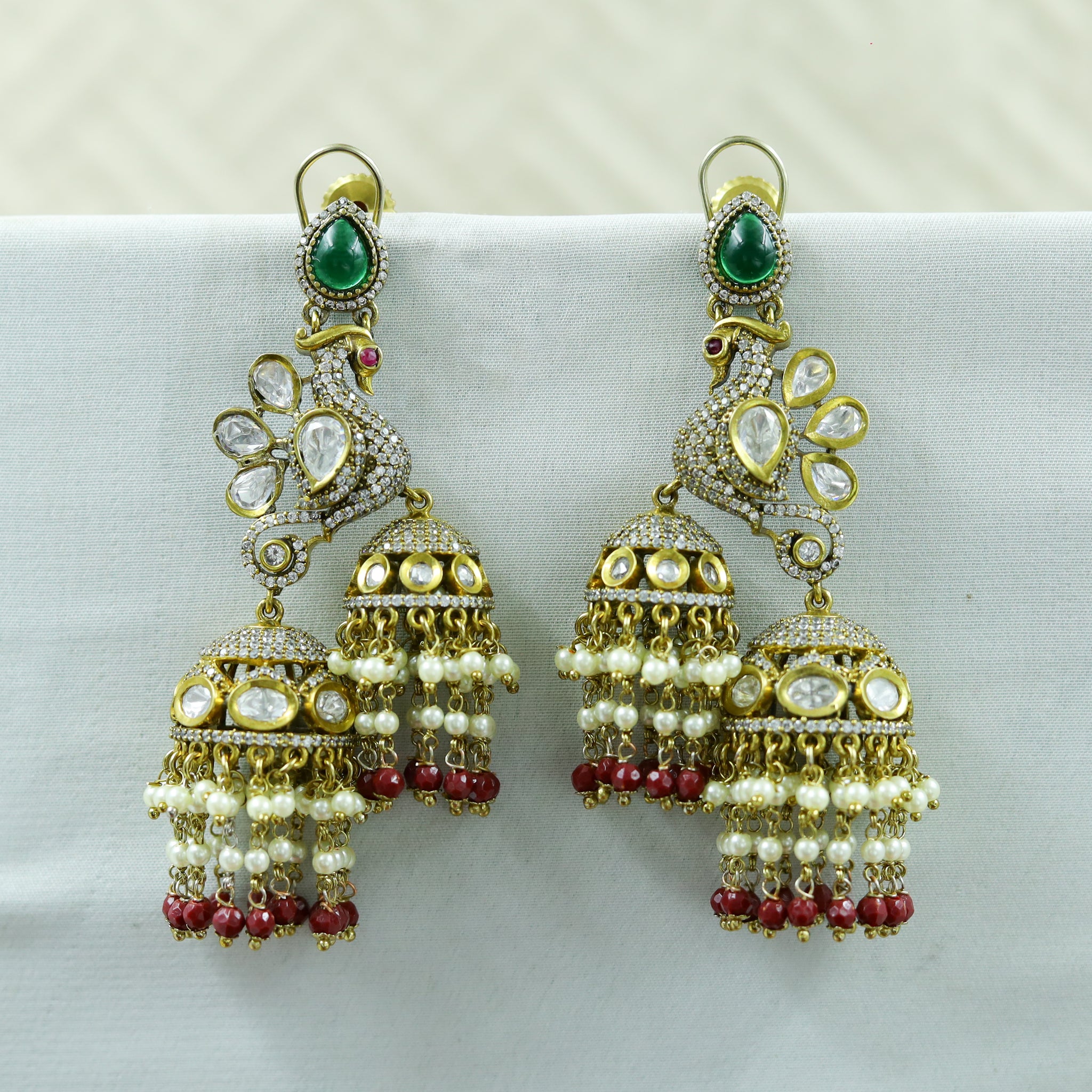 Antique Gold Plated Jhumki Kundan Earring 11953-69