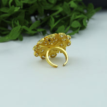 Kundan Cocktail Adjustable Black Ring 1160-5225