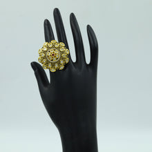 Kundan Cocktail Adjustable Black Ring 1160-5225