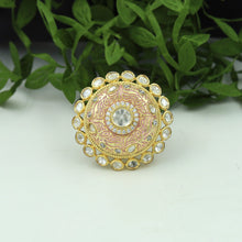 Kundan Cocktail Adjustable Pink Ring 10128-5587