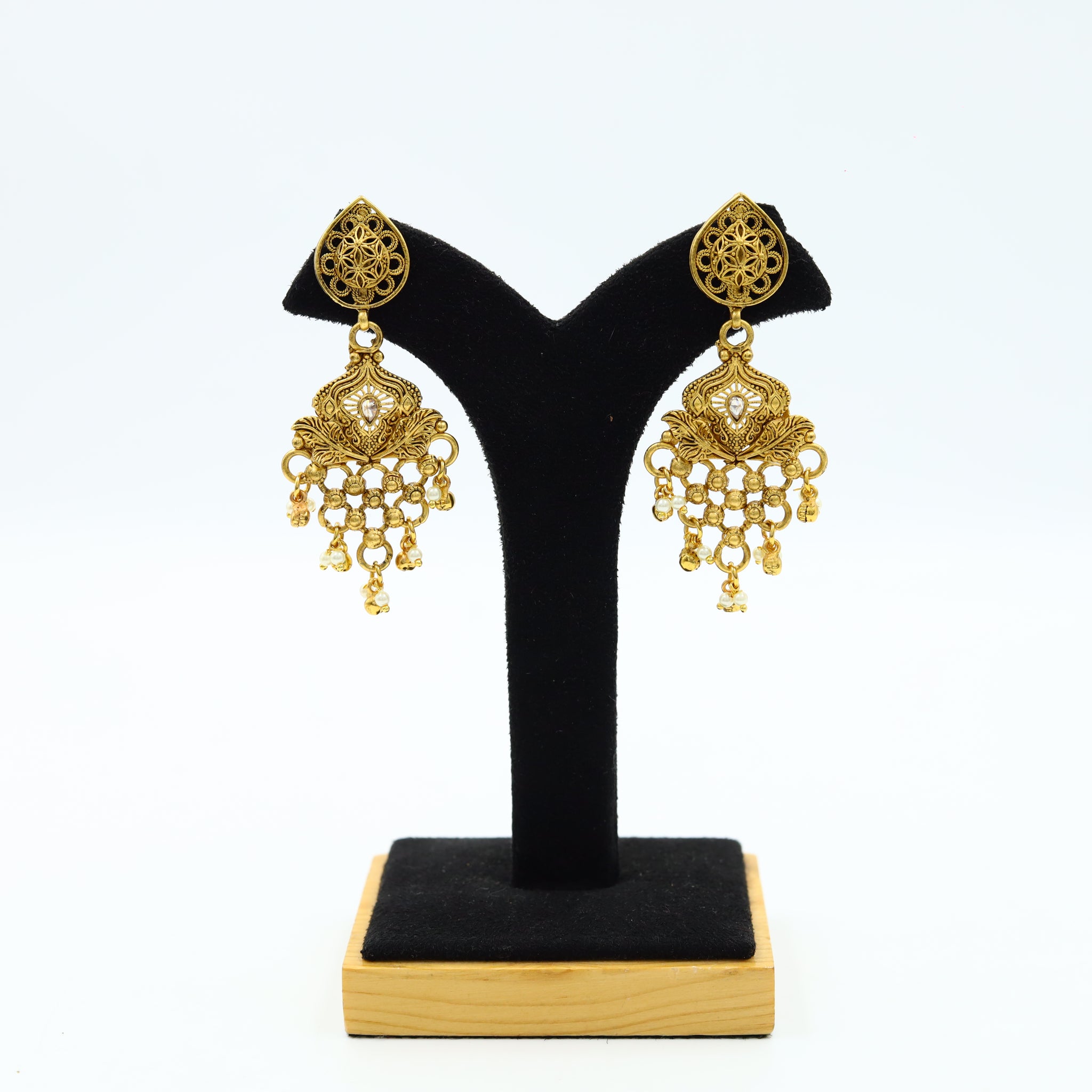 Traditional Antique Gold Finish Necklace Set 12946-9587