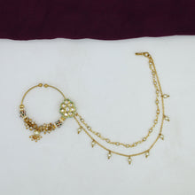 White Kundan Nath with Pearl Chain