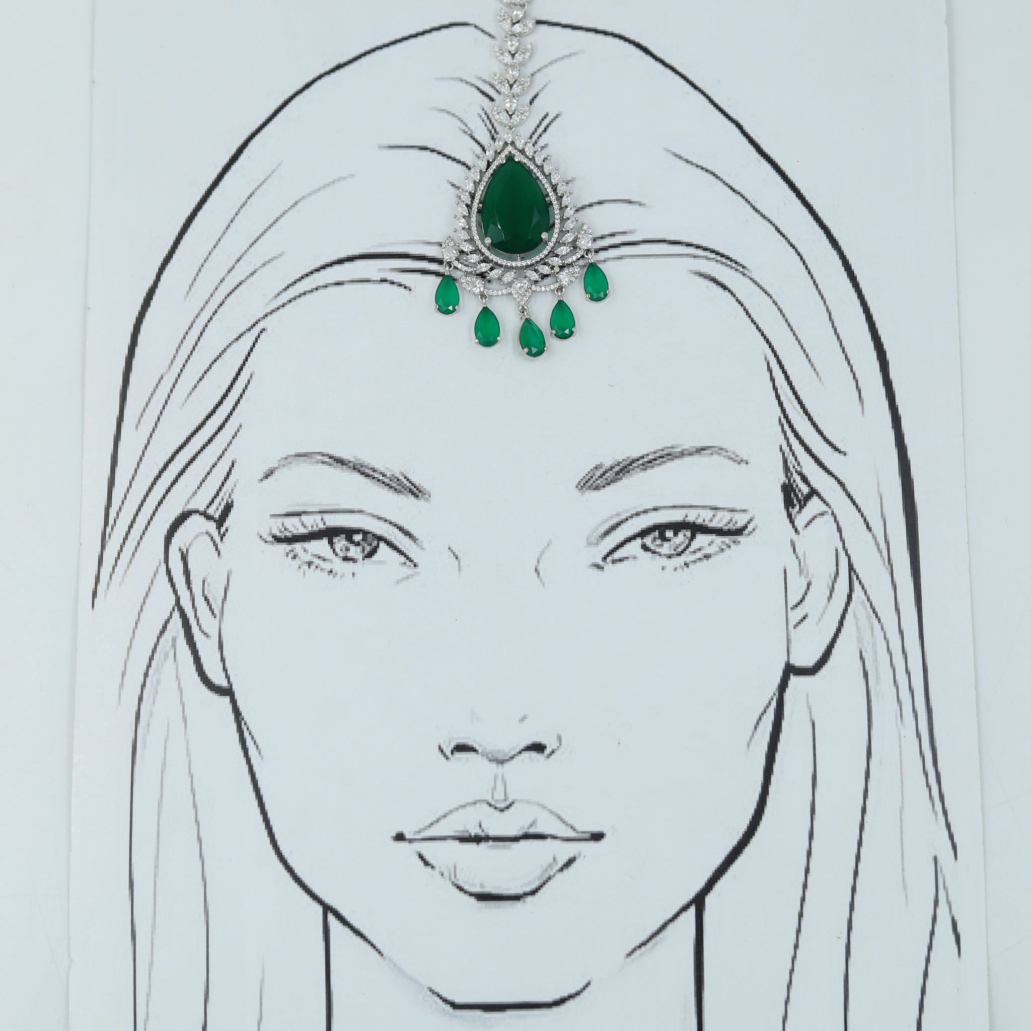 Manish Malhotra Inspired Zircon/AD Maang Tikka 15877-28