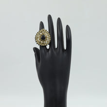 Antique Finish Cocktail Adjustable Black Ring 9660-4670