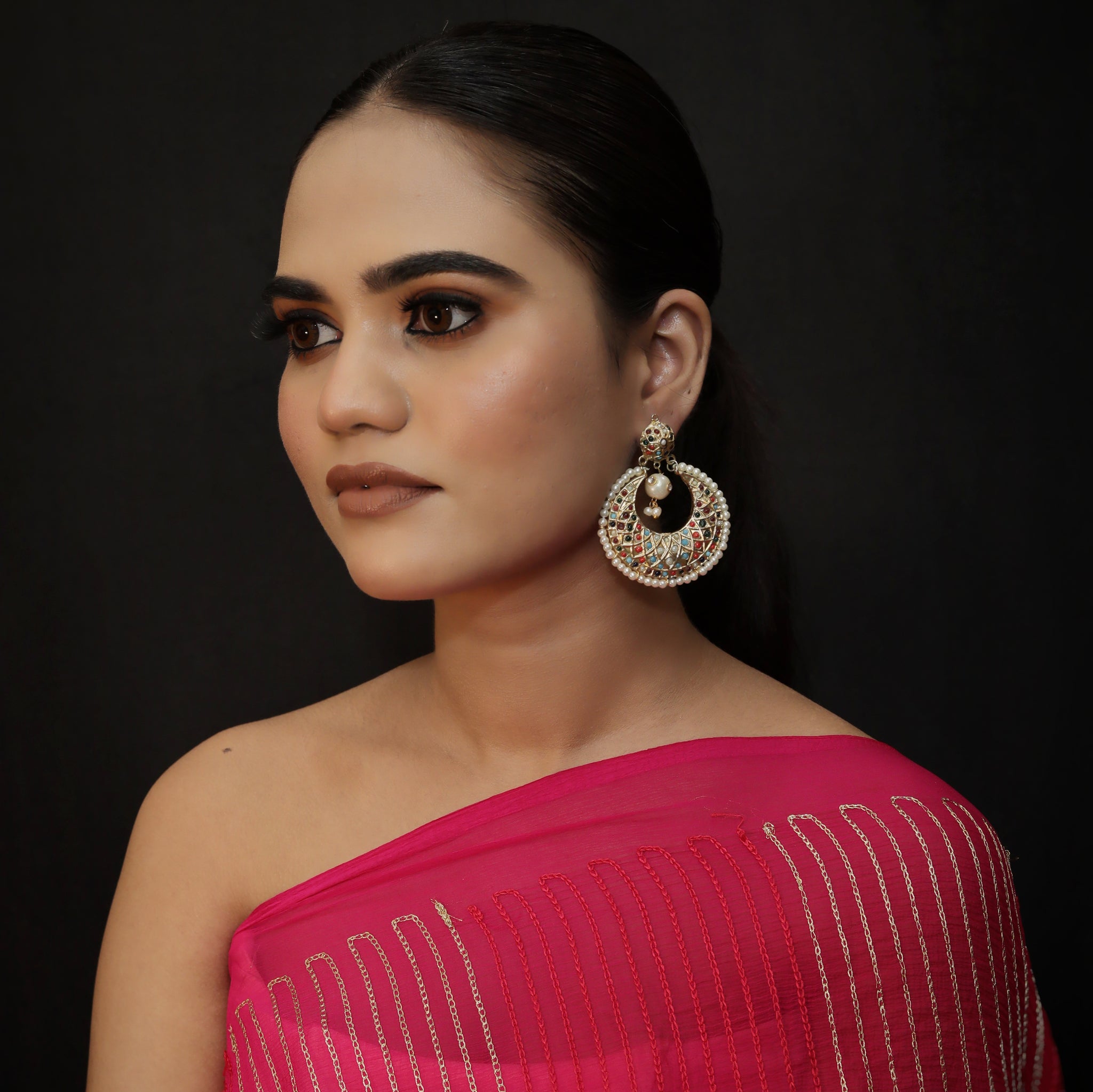Chandbali Jadau Earring 9076-100 - Dazzles Jewellery