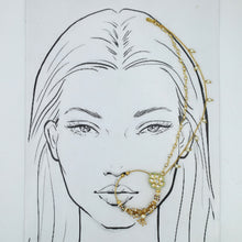 White Kundan Nath with Pearl Chain