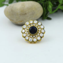 Blue Polki Cocktail Adjustable Ring