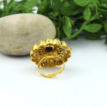 Blue Polki Cocktail Adjustable Ring