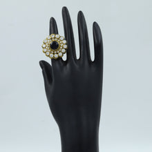 Blue Polki Cocktail Adjustable Ring