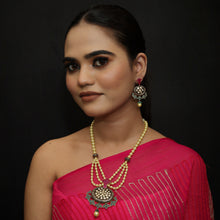 Black Kundan Pendant Set 13841-0930 - Dazzles Jewellery