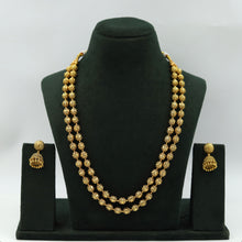 Antique Gold Double Line Beads Mala Necklace Set 15633-28
