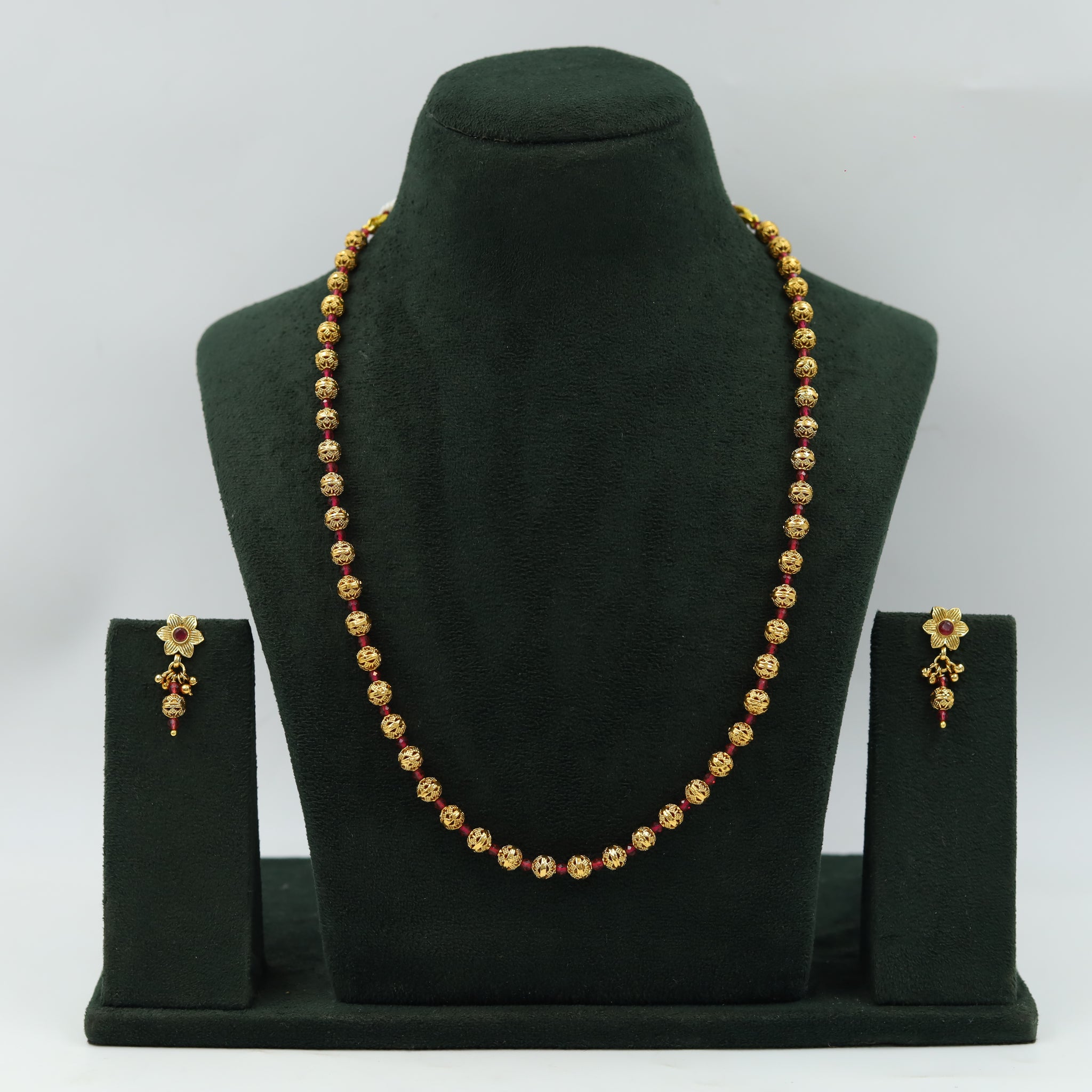 Gold Plated Beads Mala Set 16346-21