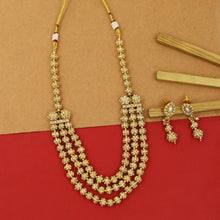 Gold Beads Mala Necklace Set 13359-21