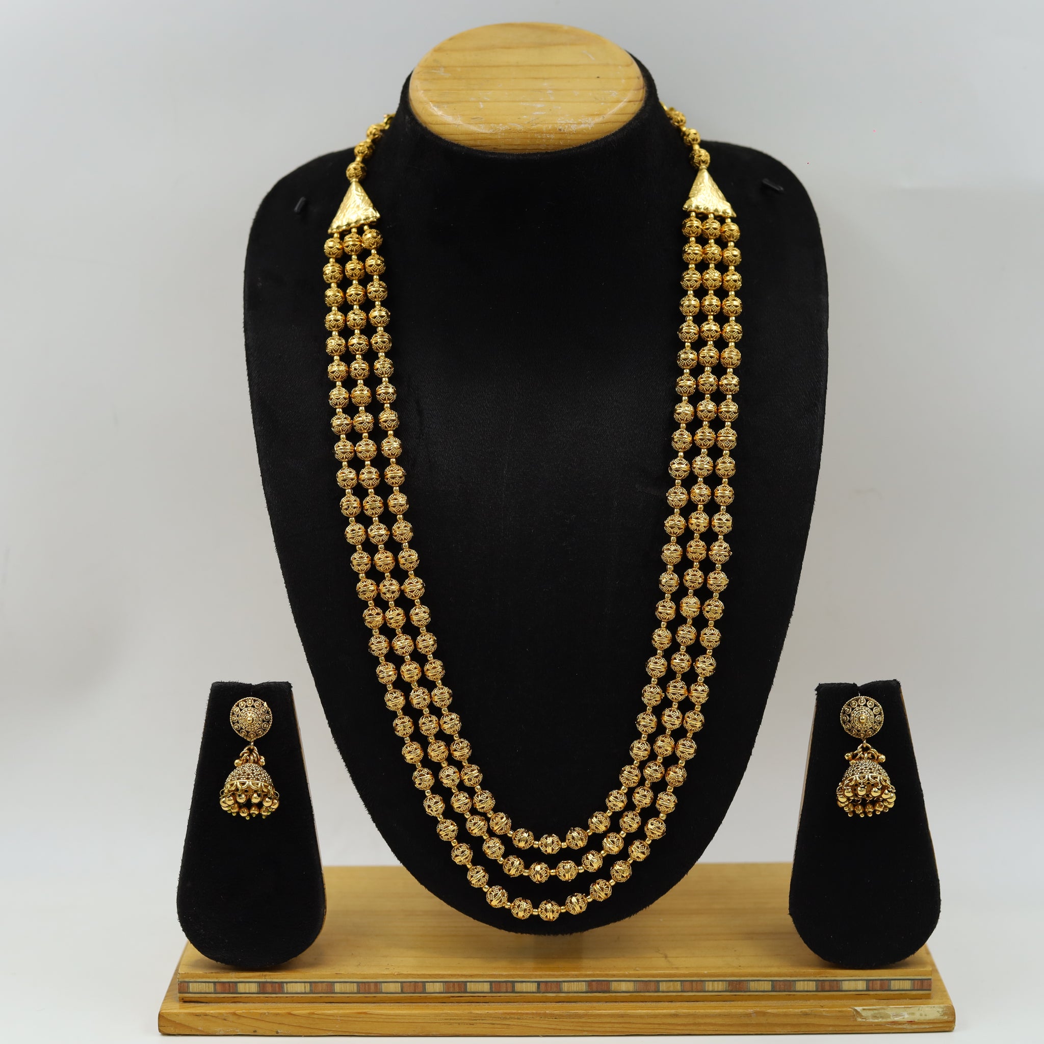 Gold Look Pearl Necklace Set 11006-21