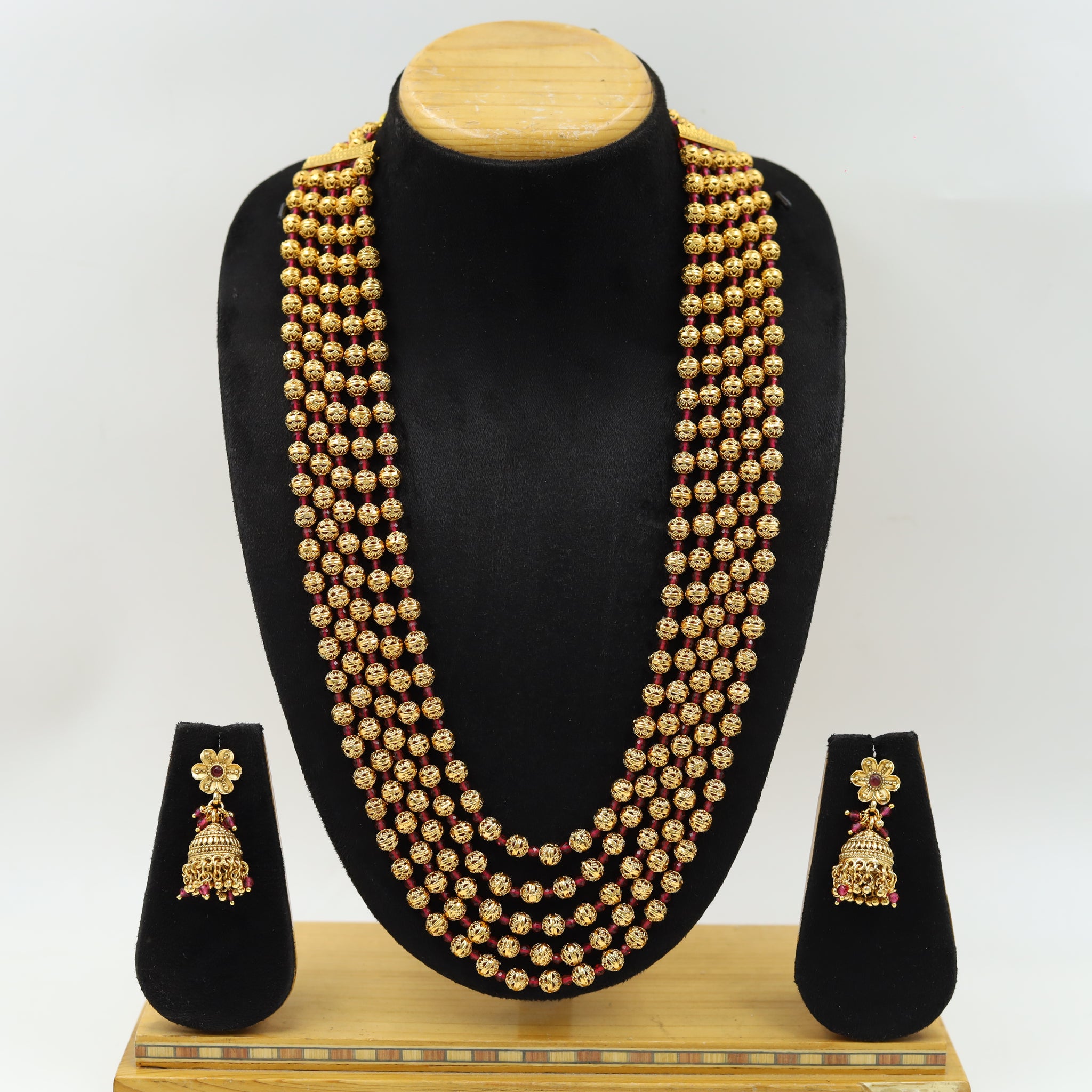 5 Line Gold Plated Beads Mala Set 16342-21