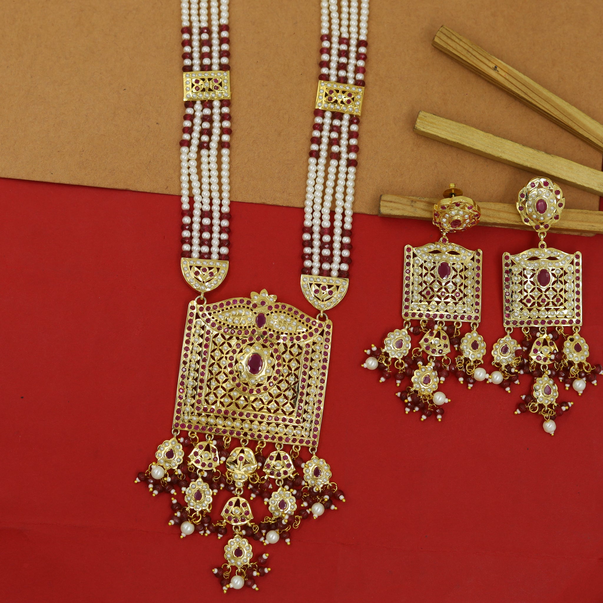 Long Neck Jadau Necklace Set 15982-65