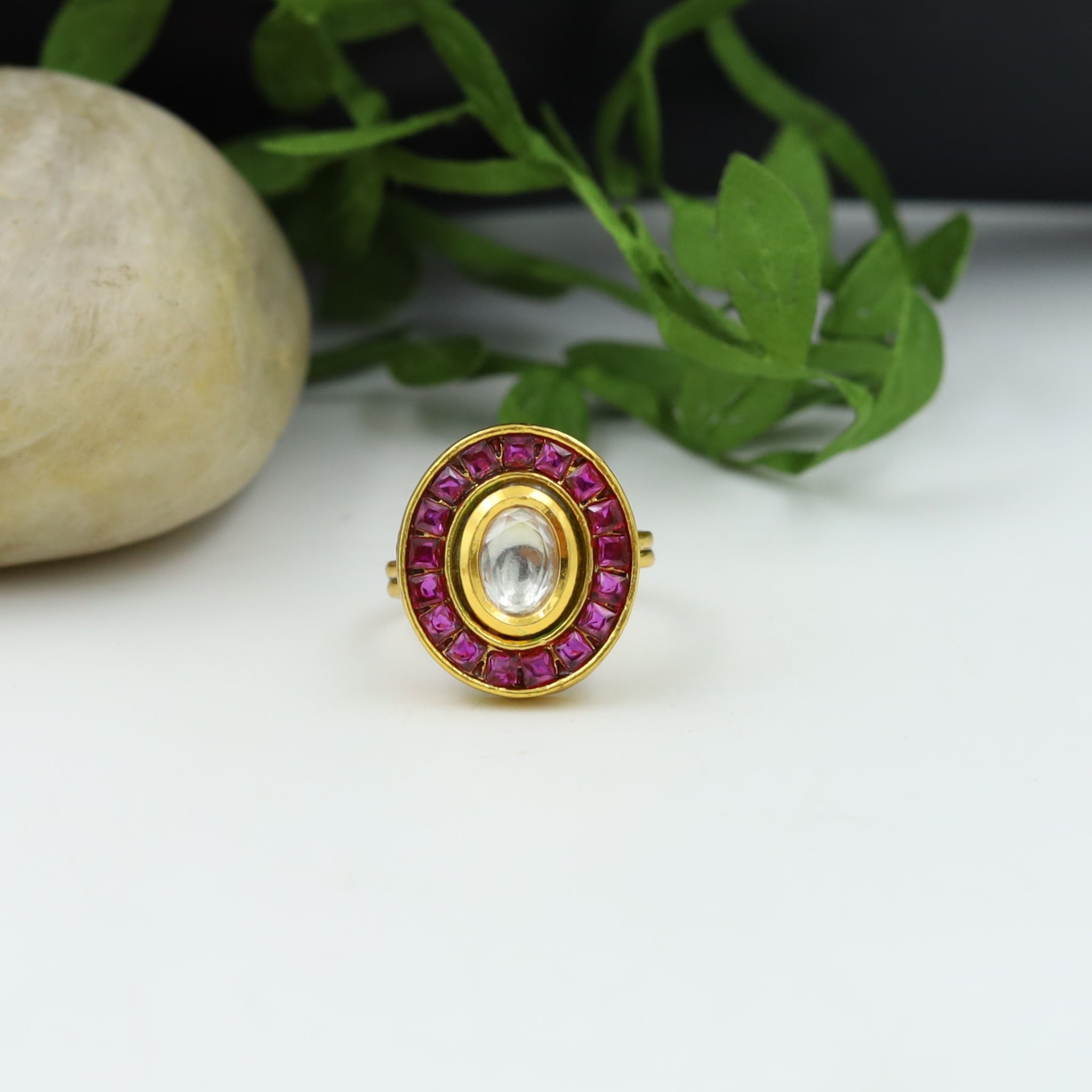 Kundan Adjustable Ruby Ring 7227-0424