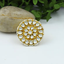 Kundan Cocktail Adjustable White Ring 8033-1826