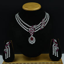Round Neck Zircon/AD Necklace Set 10801-69
