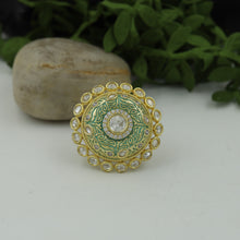 Mint Green Meenakari Kundan Cocktail Ring 16215-3362