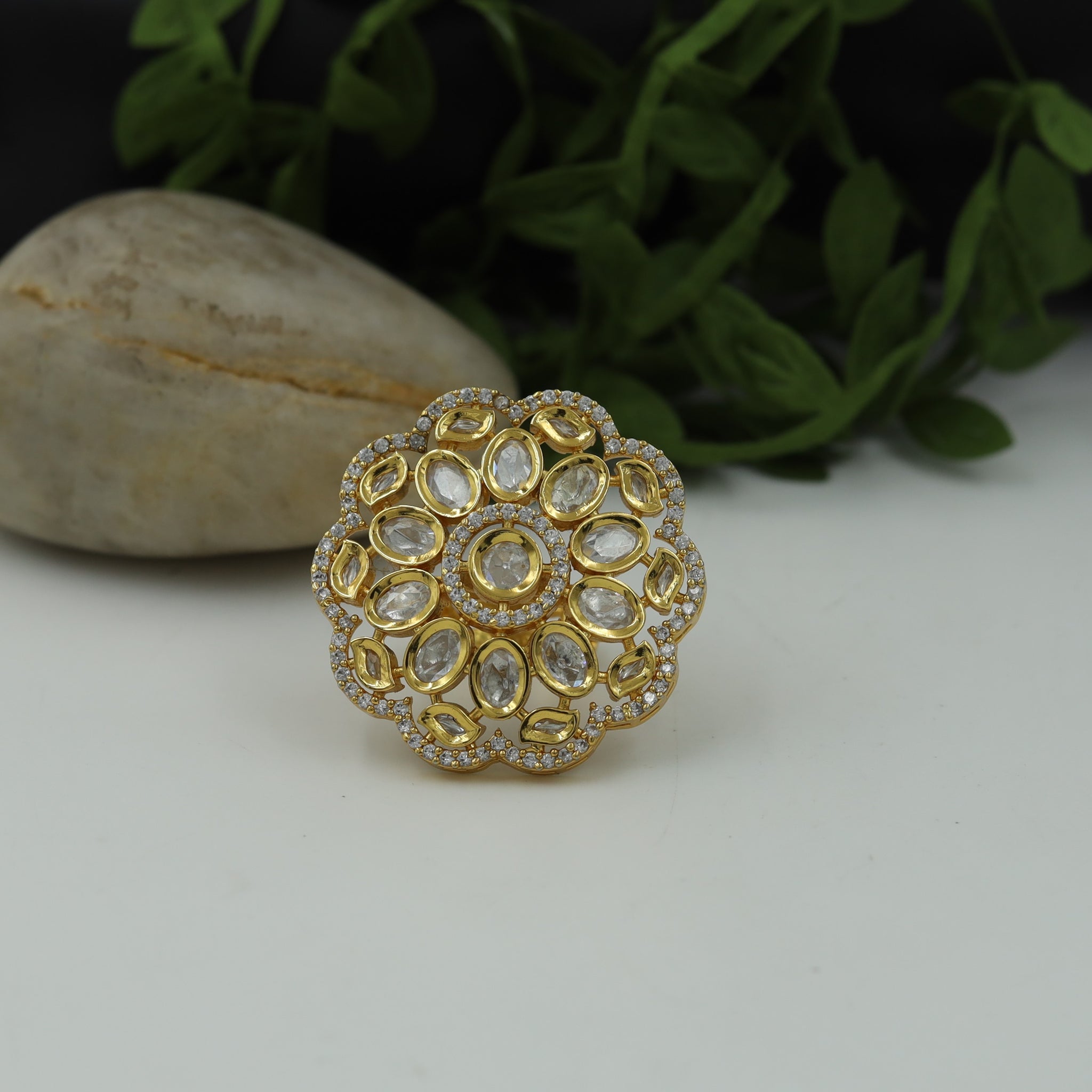 Kundan Adjustable Gold Ring 8312-2199