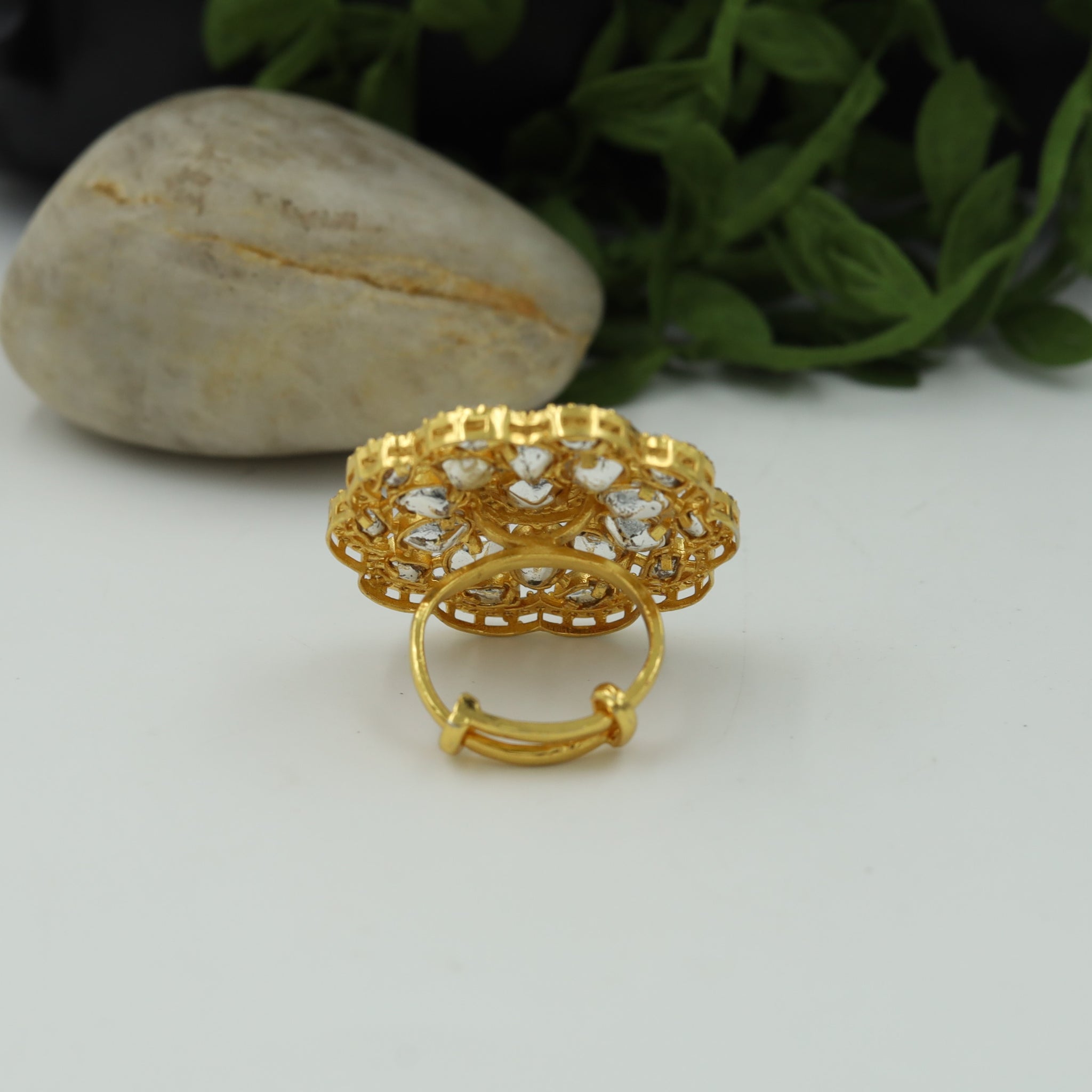 Kundan Adjustable Gold Ring 8312-2199