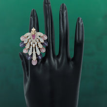 Stylish Peacock Cocktail Zircon/AD Ring 6745-69