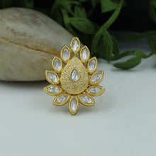Kundan Cocktail Adjustable Peach Ring 6415-1225