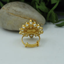 Kundan Cocktail Adjustable Peach Ring 6415-1225