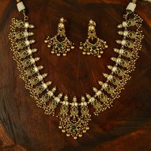 Antique Gold Plated Round Neck Necklace Set 9968-28