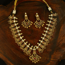 Antique Gold Plated Round Neck Necklace Set 9968-28