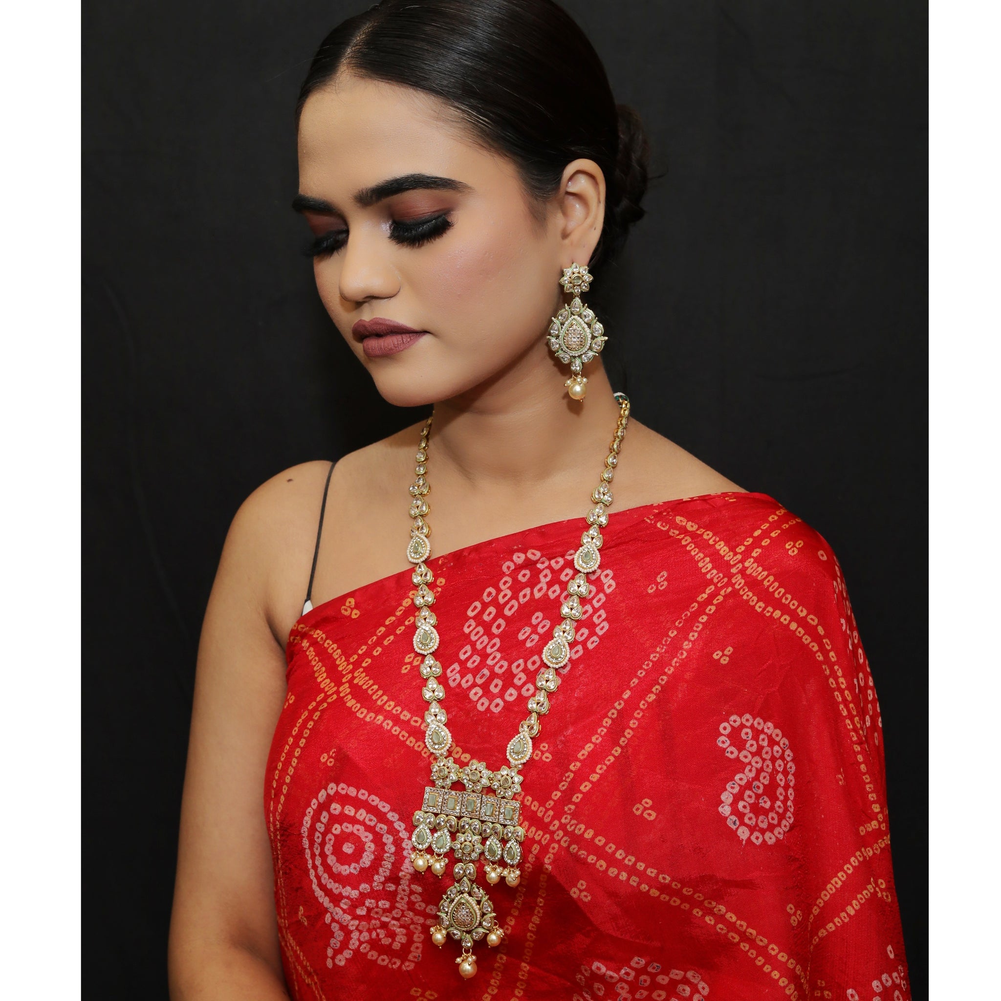 Polki Long  Necklace Set 17467-4640 - Dazzles Jewellery