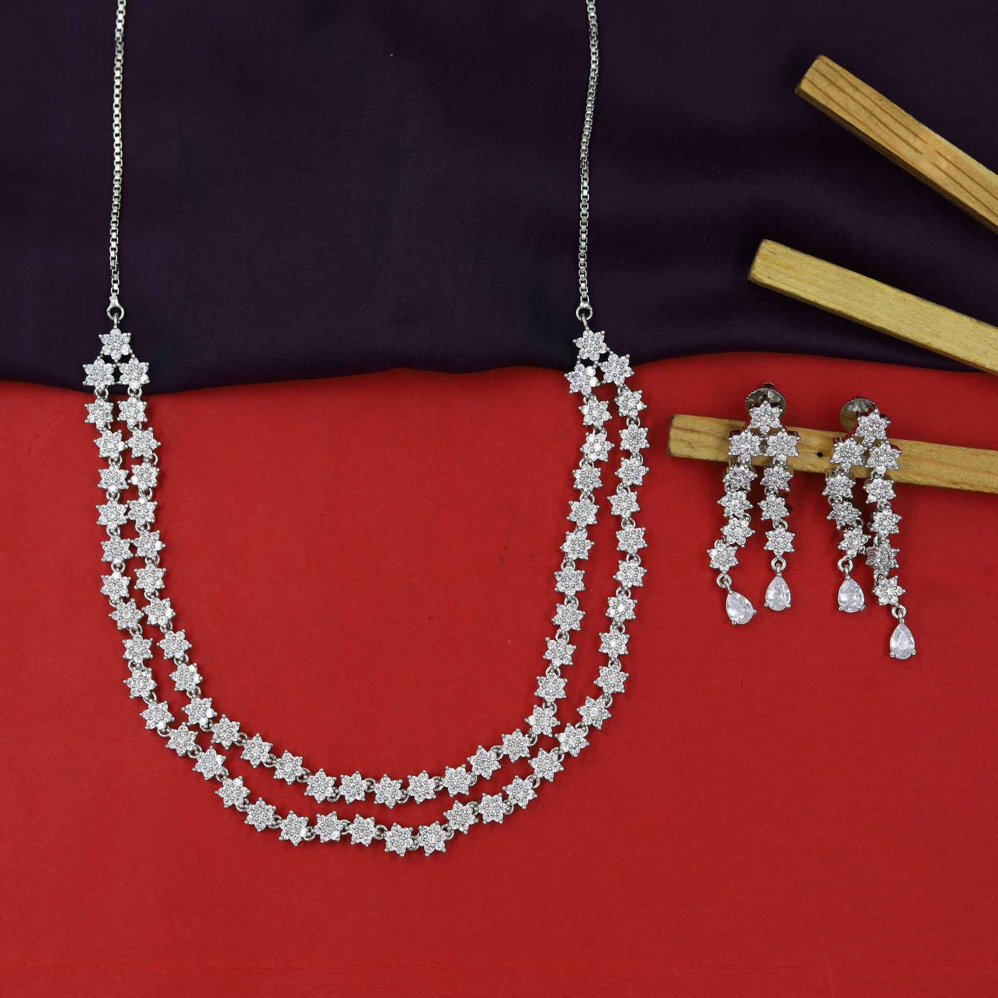 Silver Zircon/AD Necklace Set 7611-1196