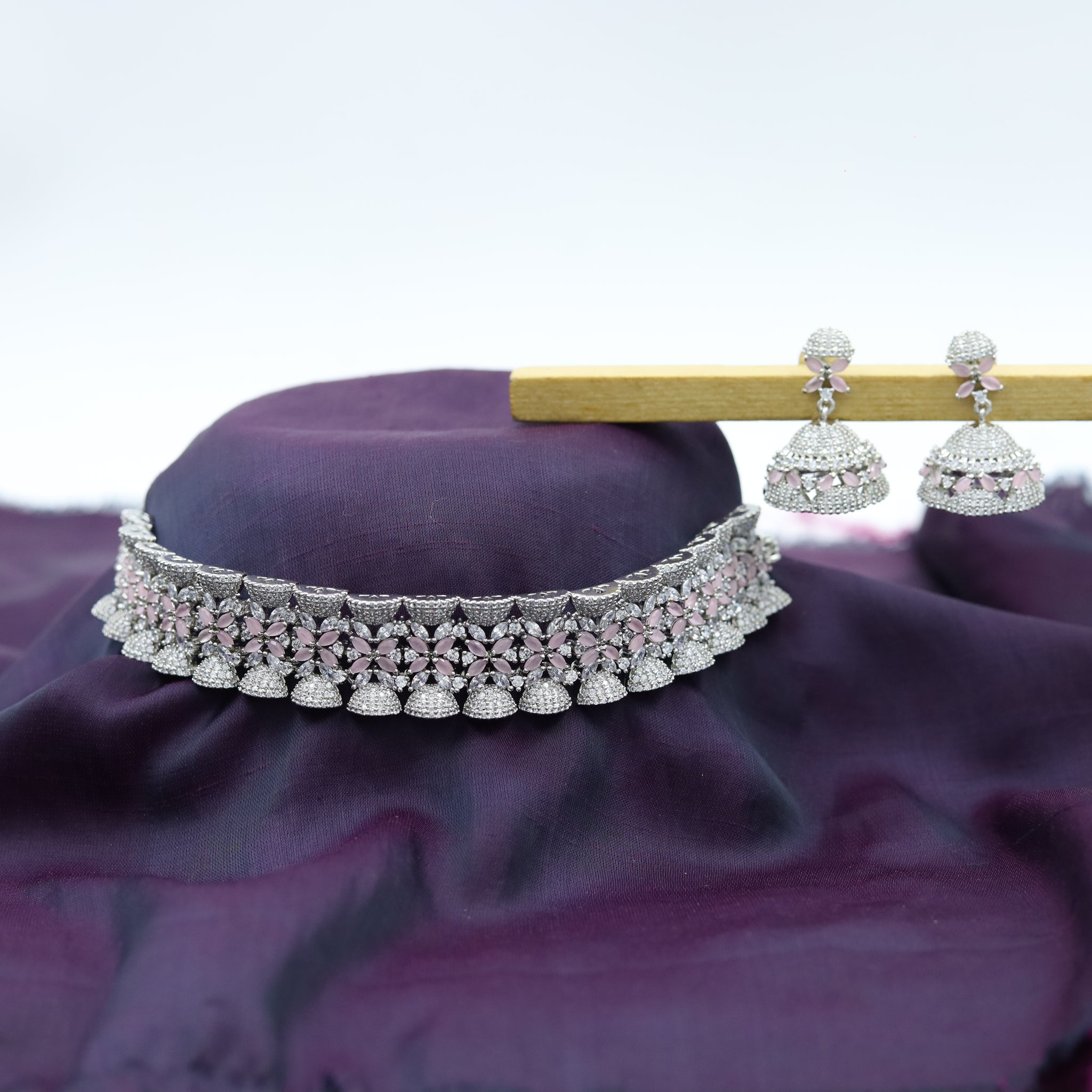 Pink Zircon/AD Choker Set 15943-3090
