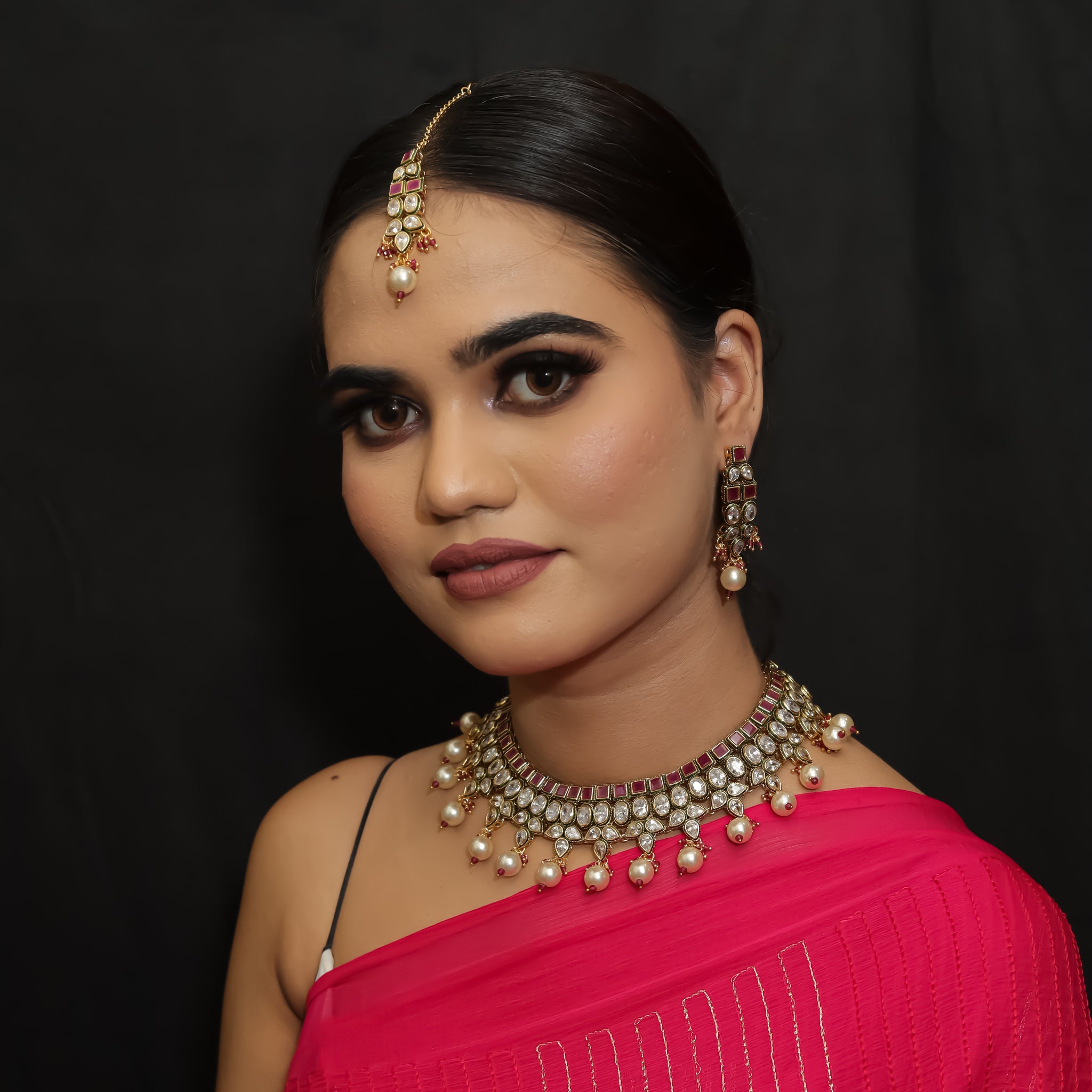 Round Neck Polki Necklace Set 4456-21