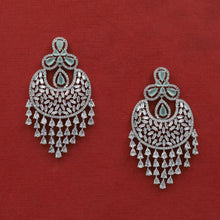 Mint Green Silver Plated Zircon/AD Chandbali 10869-6653