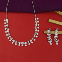 Round Neck Zircon/AD Necklace Set 16953-31