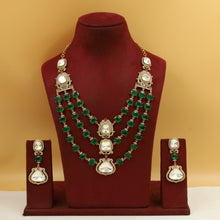 Layered Moissanite Round Neck Kundan Necklace Set 19767-87