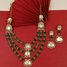 Layered Moissanite Round Neck Kundan Necklace Set 19767-87