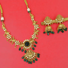 Antique Gold Plated Round Neck Temple Necklace Set 10058-28
