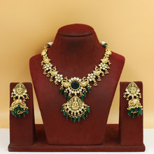 Antique Gold Plated Round Neck Temple Necklace Set 10058-28