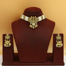Antique Gold Plated Choker Temple Necklace Set 9976-28