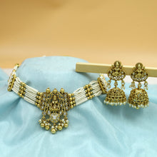 Antique Gold Plated Choker Temple Necklace Set 9976-28