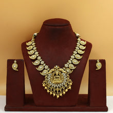 Antique Gold Plated Round Neck Temple Necklace Set 9940-28