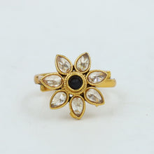 Polki Adjustable Black Ring   3189-7254