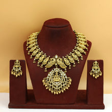 Antique Gold Plated Round Neck Temple Necklace Set 9966-28