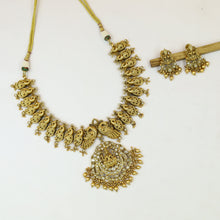 Antique Gold Plated Round Neck Temple Necklace Set 9966-28