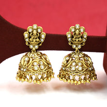Antique Gold Plated Temple Jhumki 12373-28