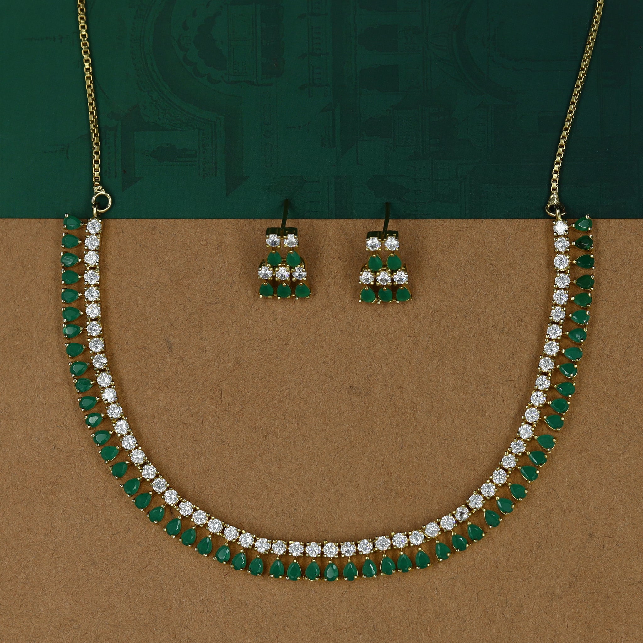 Round Neck Zircon/AD Necklace Set 11463